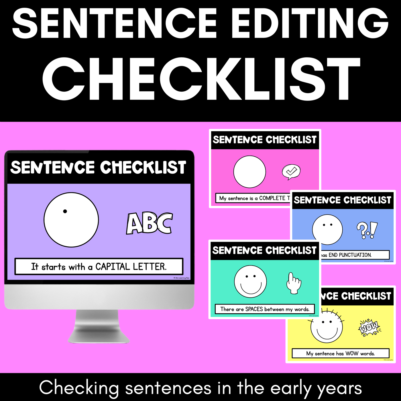 Sentence Writing Editing Checklist Teaching Slides - Correcting Sentences for Kids