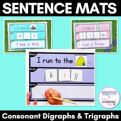 Sentence Mats Magnificent Bundle - CVC & CVCC/CCVC, Consonant Digraphs & Trigraphs & Long Vowels