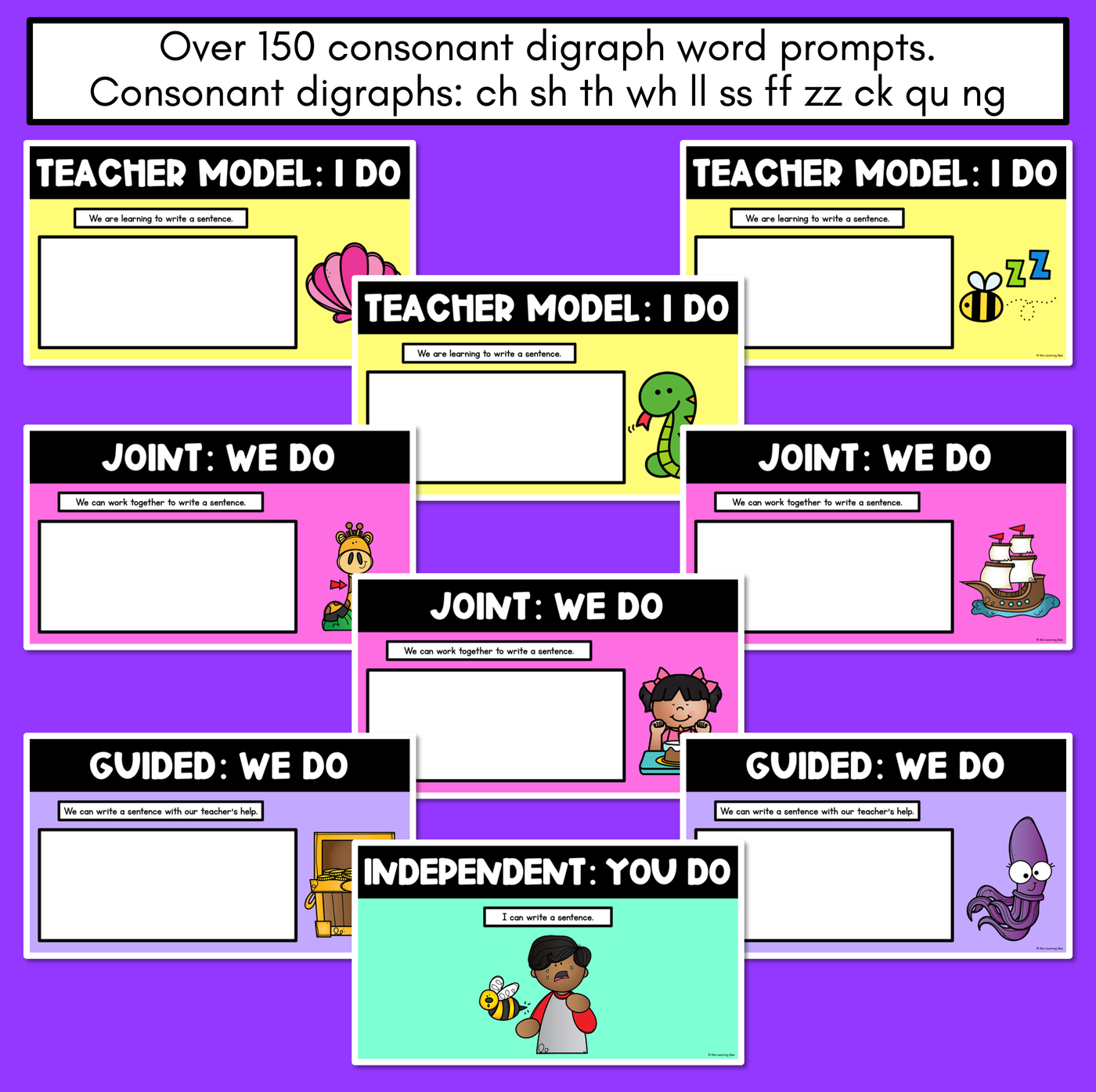 Sentence Stimulus Slides -  Consonant Digraphs - Decodable Word Prompts for Sentence of the Day