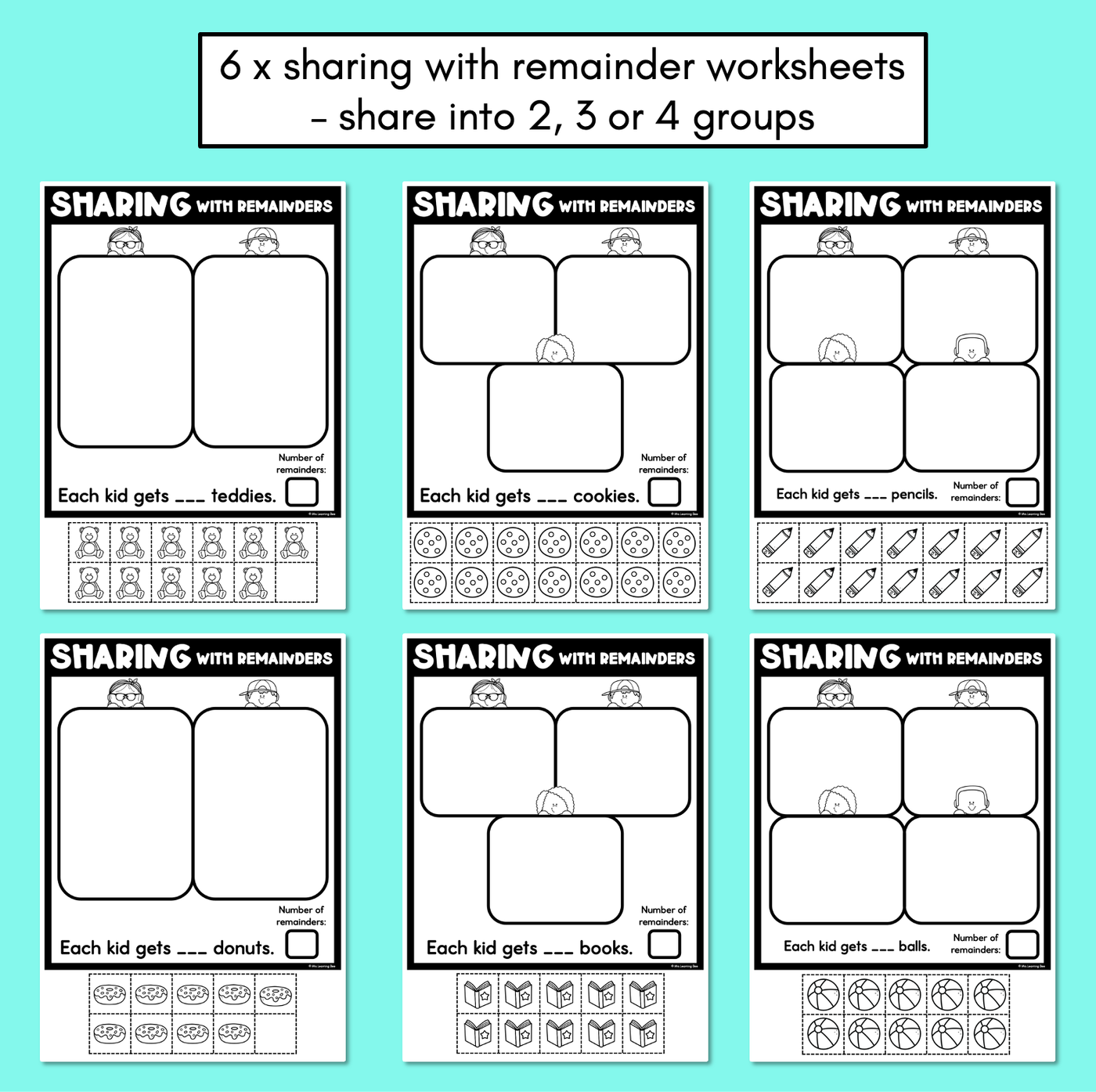 Sharing with Remainders - Cut and Paste Printables