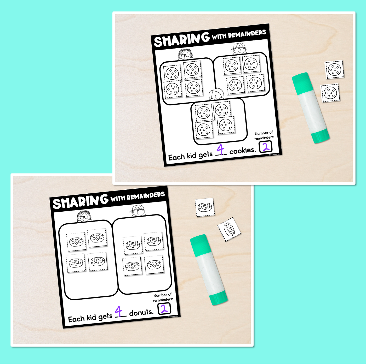 Sharing with Remainders - Cut and Paste Printables