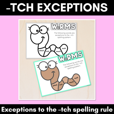 -TCH SPELLING EXCEPTIONS - WoRMS Poster for exceptions to the -tch spelling pattern