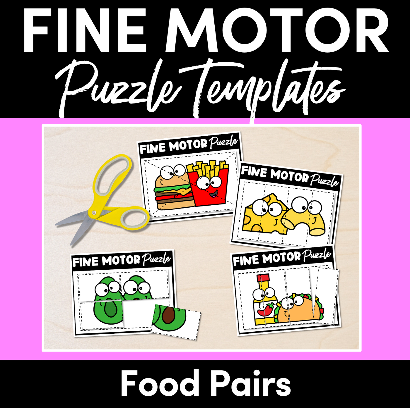 FINE MOTOR PUZZLE TEMPLATES - Food Pairs