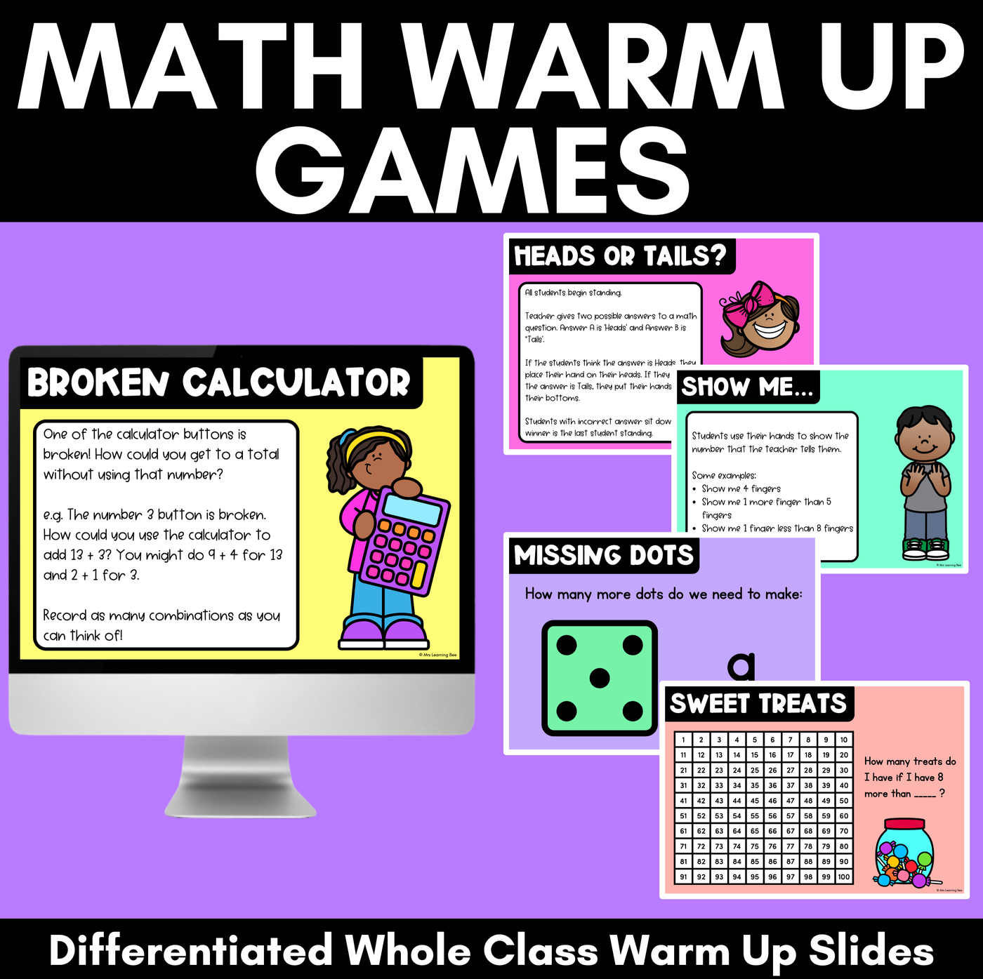 Maths Warm Up Games for Kindergarten & Grade 1 Math Lessons - Editable Slides