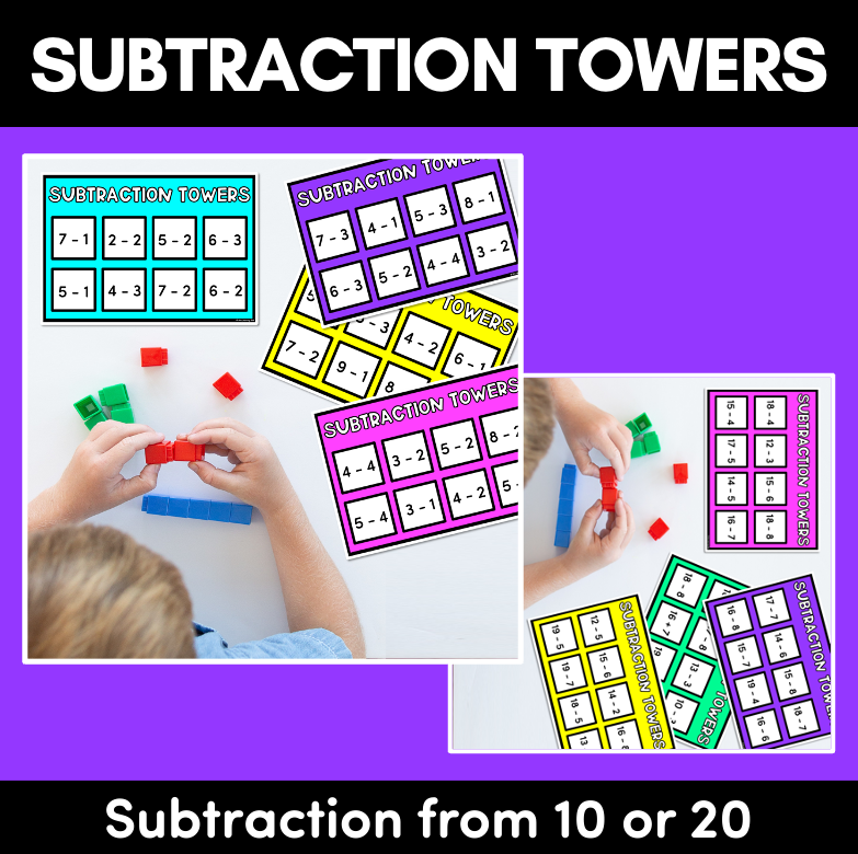Tower Subtraction - Subtraction from 10 or 20
