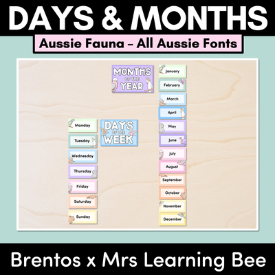 DAYS & MONTHS DISPLAY - The Brentos Collection - Aussie Fauna