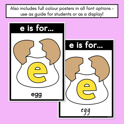 Beginning Sound Crafts - LOWERCASE Letter E - E is for Egg