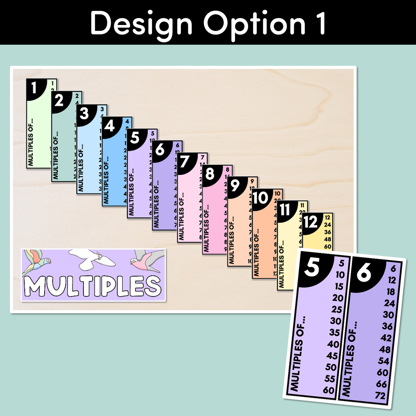 MULTIPLES & SKIP COUNTING POSTERS - The Brentos Collection - Pastel Rainbow