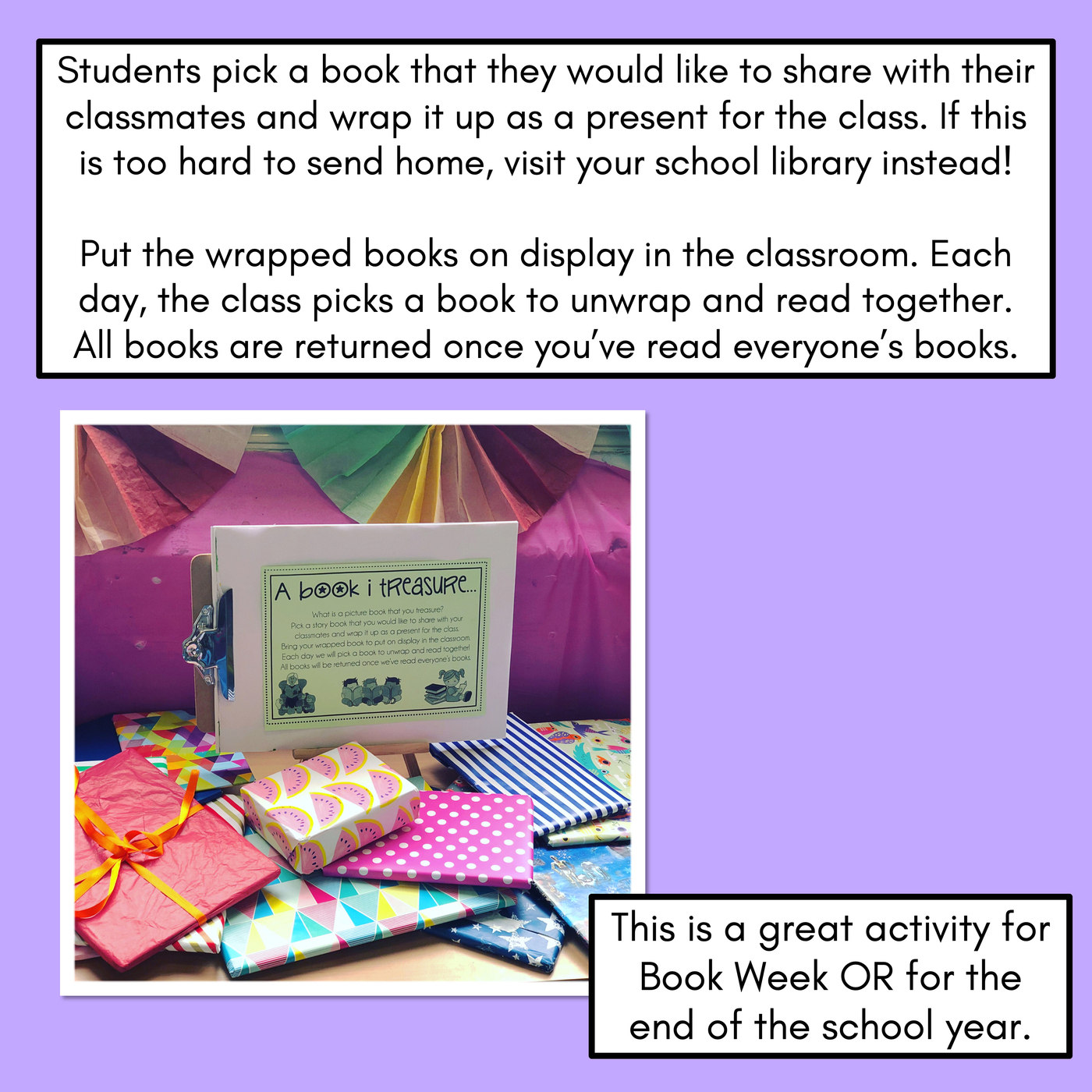 WRAP A STORY BOOK - Book Week or Start/End of Year Classroom Book Activity