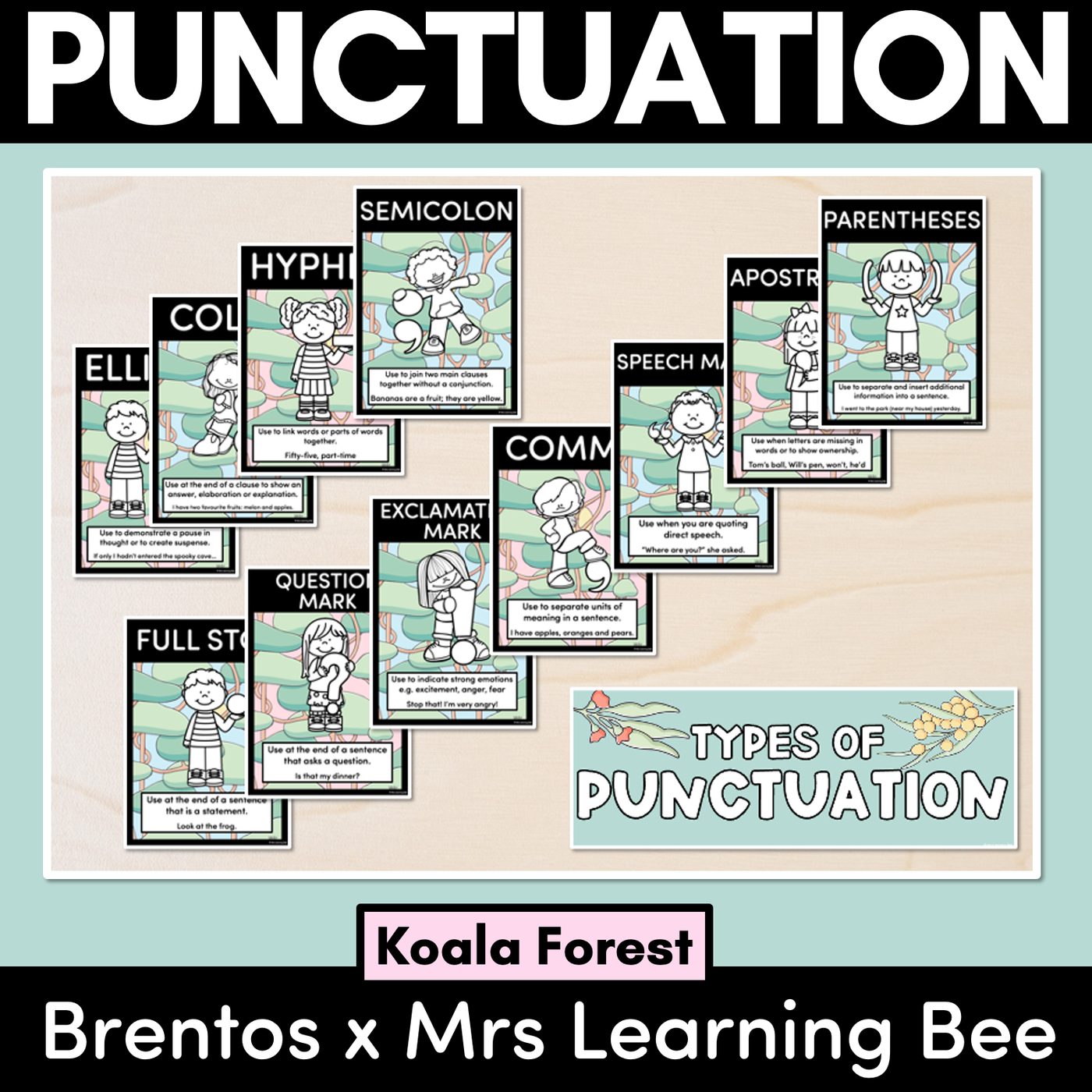 PUNCTUATION POSTERS - The Brentos Collection - Koala Forest
