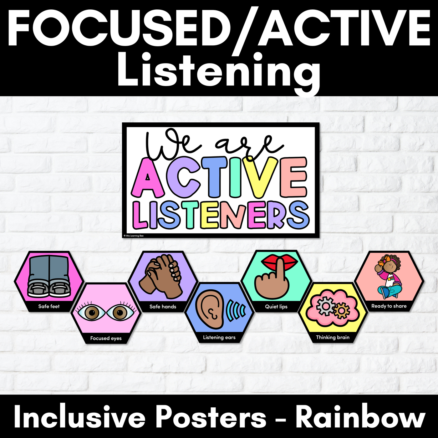 Focused/Active Listening Posters - Inclusive Display - Rainbow