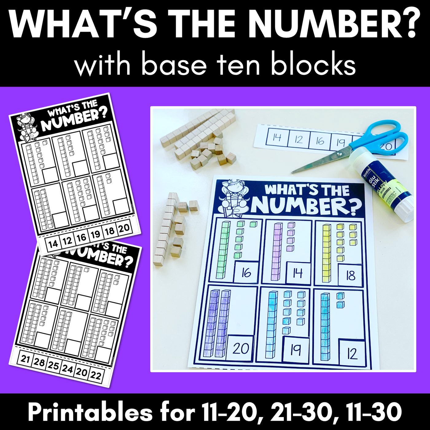 What's the Number with base ten blocks - 11-20, 21-30 and 11-30
