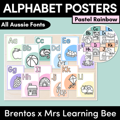 ALPHABET POSTERS - The Brentos Collection - Pastel Rainbow