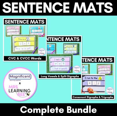 Sentence Mats Magnificent Bundle - CVC & CVCC/CCVC, Consonant Digraphs & Trigraphs & Long Vowels
