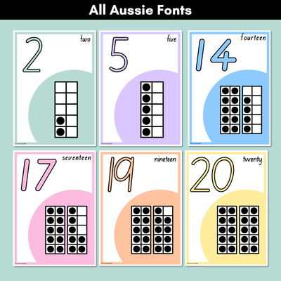 NUMBER POSTERS - The Brentos Collection - Pastel Rainbow