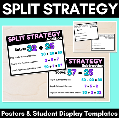 Split Strategy Addition & Subtraction - Posters & Student Display Templates