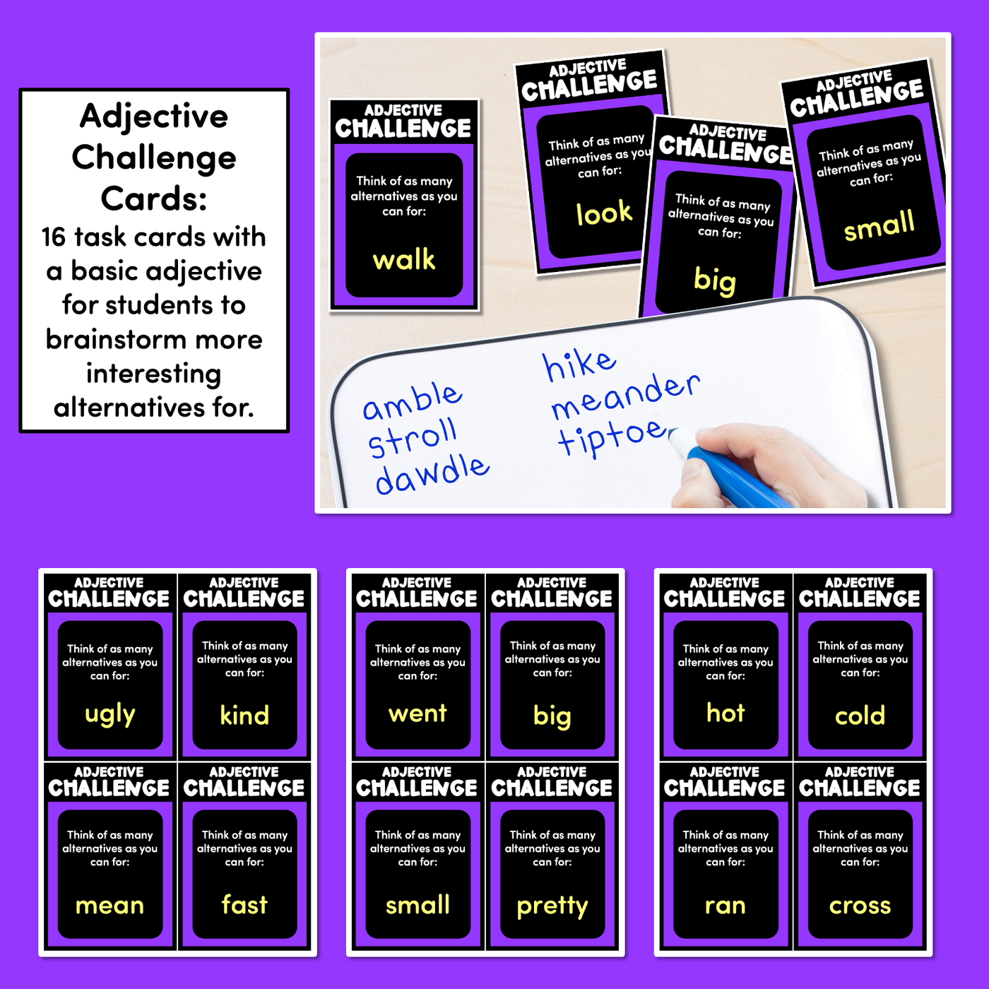 Descriptive Language Task Cards - Up-level the Sentence - VCOP Aligned
