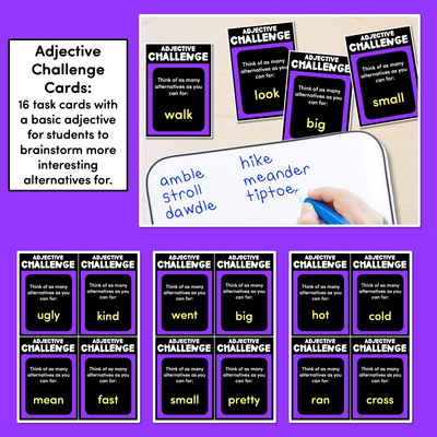 Descriptive Language Task Cards - Up-level the Sentence - VCOP Aligned