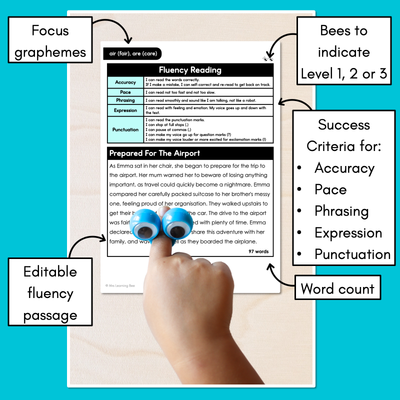 Editable Differentiated Decodable Fluency Texts - air (fair), are (care)