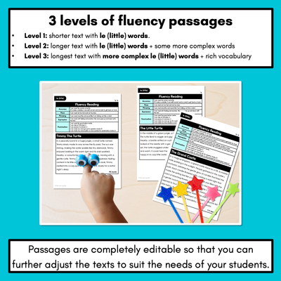 Editable Differentiated Decodable Fluency Texts - le (little)