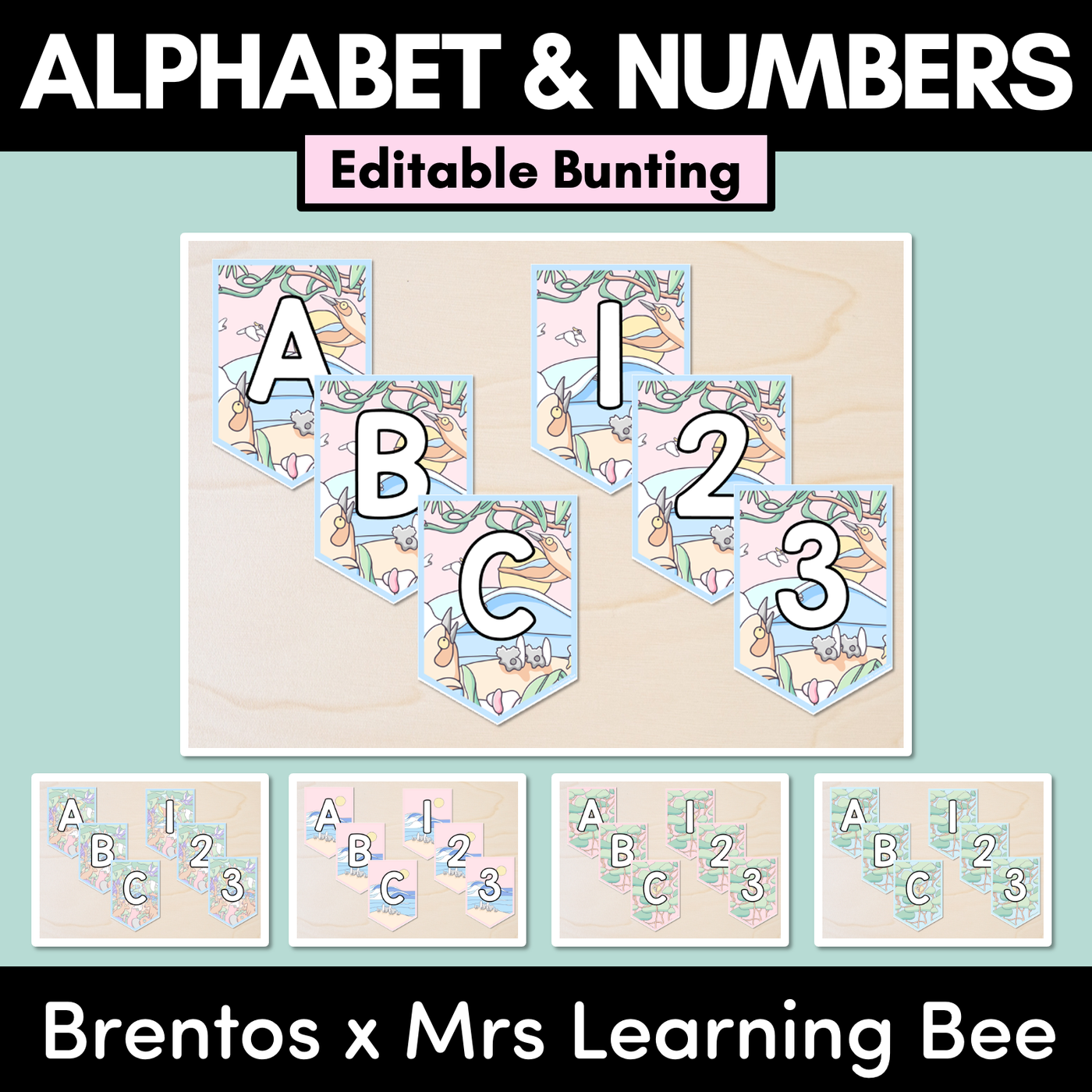 EDITABLE BUNTING - Alphabet & Numbers - The Brentos Collection