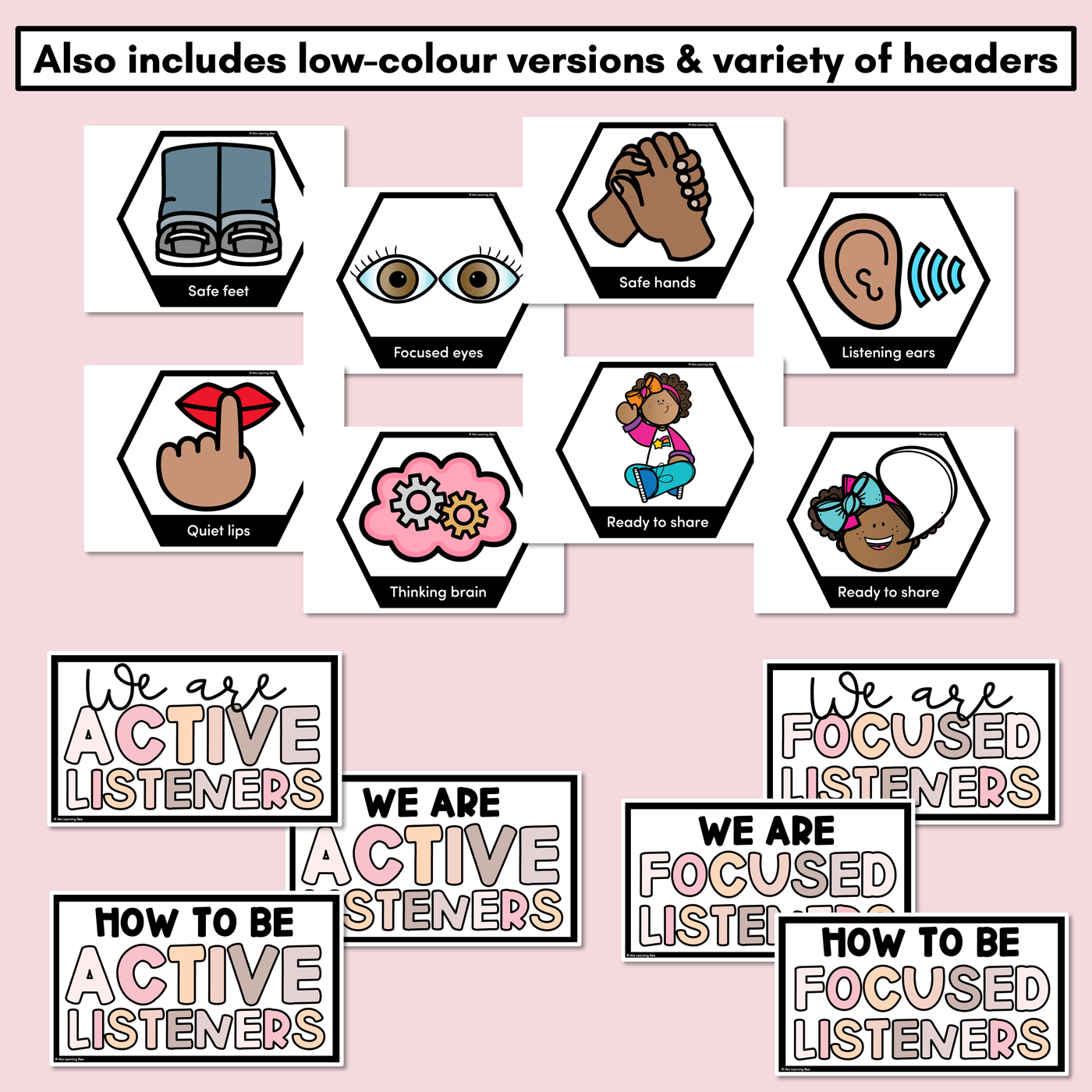 Focused/Active Listening Posters - Inclusive Display - Neutral