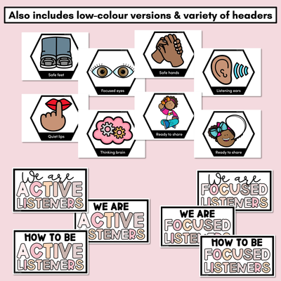 Focused/Active Listening Posters - Inclusive Display - Neutral