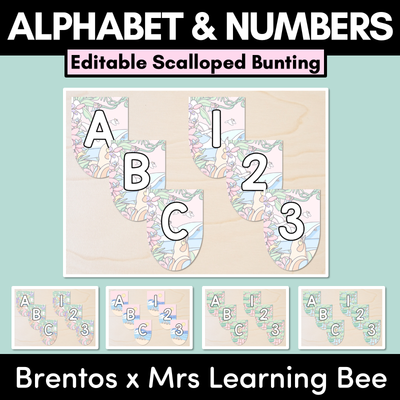 EDITABLE SCALLOPED BUNTING - Alphabet & Numbers - The Brentos Collection
