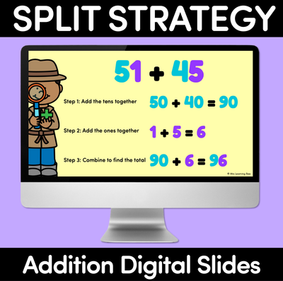 Split Strategy Addition Digital Slides for 2-Digit Numbers - Explicit Teaching