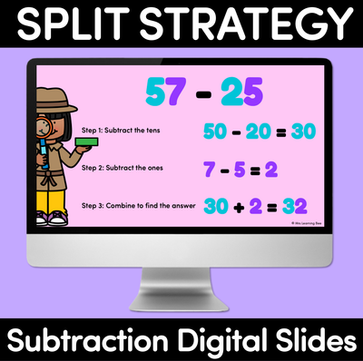 Split Strategy Subtraction Digital Slides for 2-Digit Numbers - Explicit Teaching