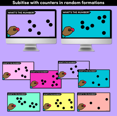 Subitising Digital Slides - Subitise with dot patterns, dice, dominoes, ten frames & fingers