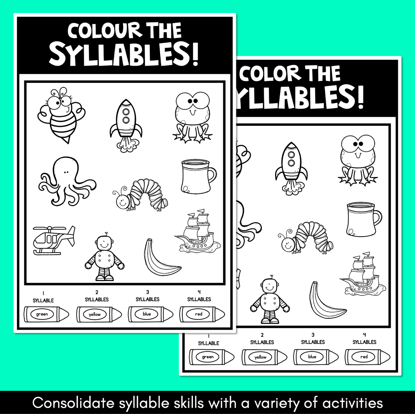 SYLLABLES ACTIVITY PRINTABLES - Syllable Worksheets Freebie Sampler
