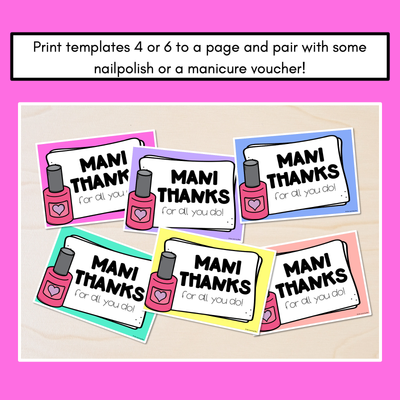 MANI THANKS Thank You Cards - Teacher Appreciation Freebies