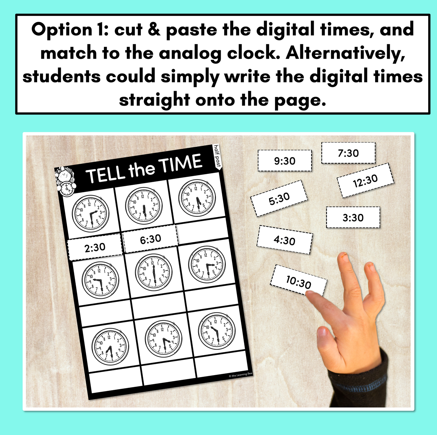 TIME WORKSHEETS - Telling the time to the half hour