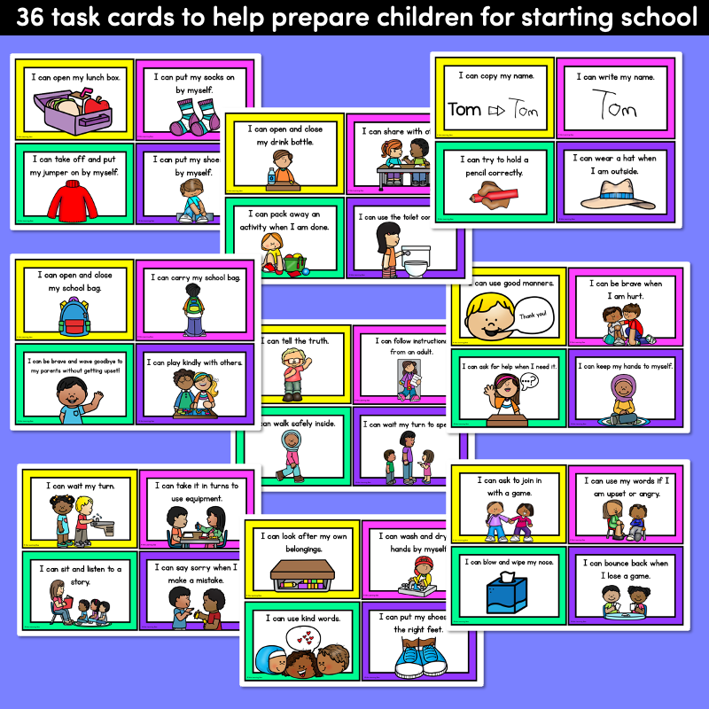 Transition to School Task Cards - EDITABLE