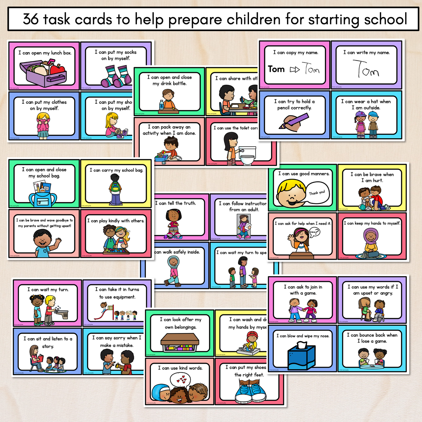 Transition to School Task Cards - EDITABLE