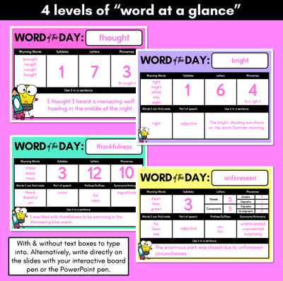 Word of the Day Slides - Differentiated Word Study Teaching Slides