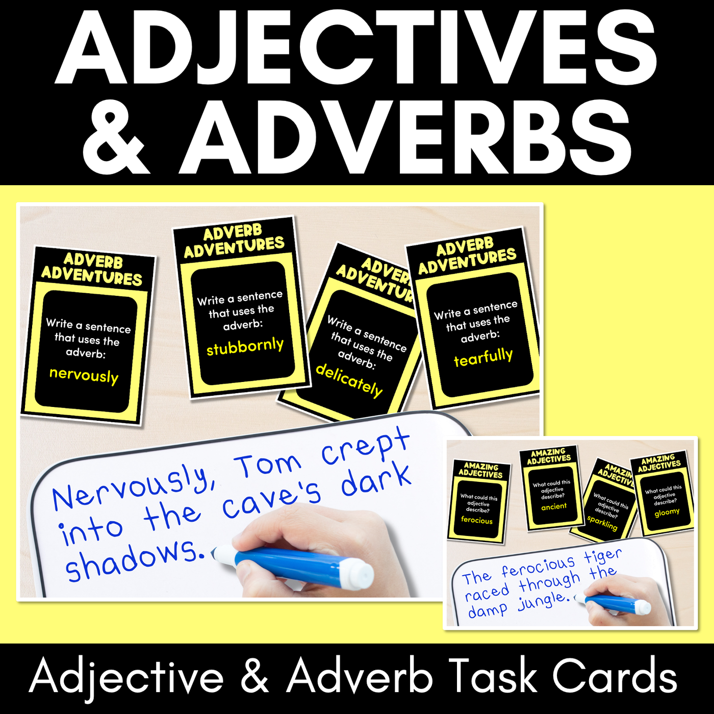 Adjectives and Adverb Task Cards - VCOP aligned