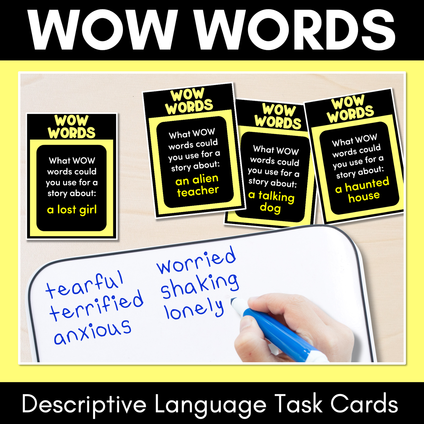 WOW WORDS Descriptive Language Task Cards - VCOP aligned