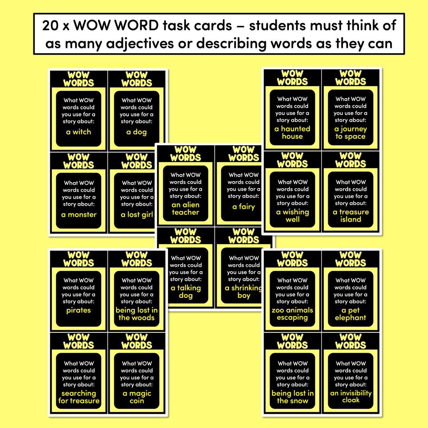 WOW WORDS Descriptive Language Task Cards - VCOP aligned