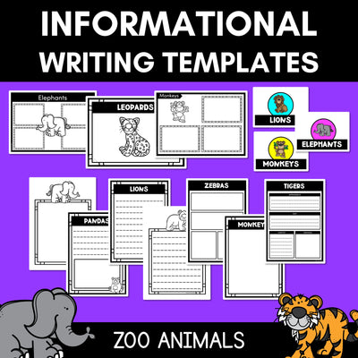 INFORMATIVE TEXT TEMPLATES - Zoo Animals Writing Templates