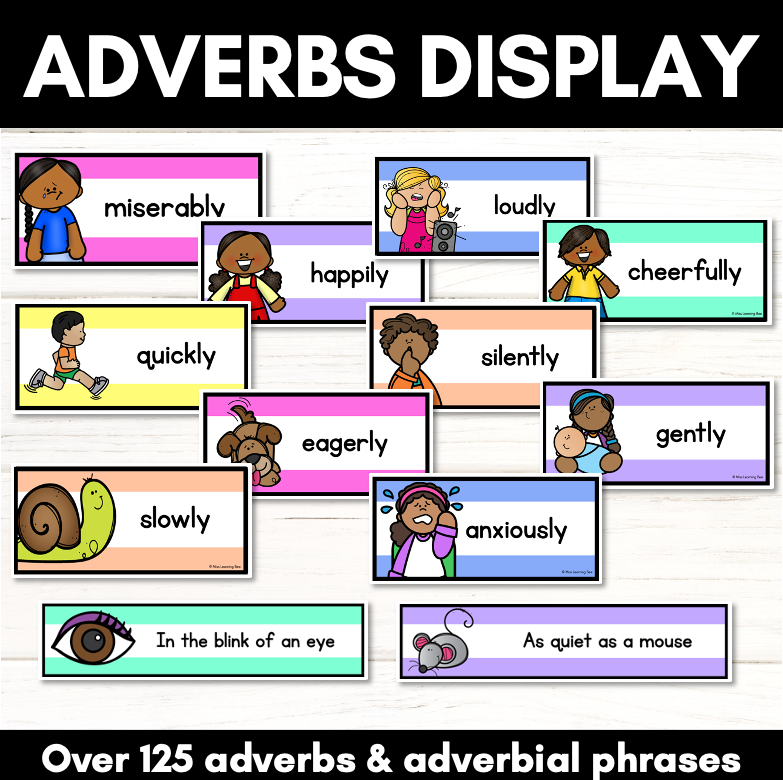 ADVERBS DISPLAY - Descriptive Writing Words and Vocabulary Word Wall Display