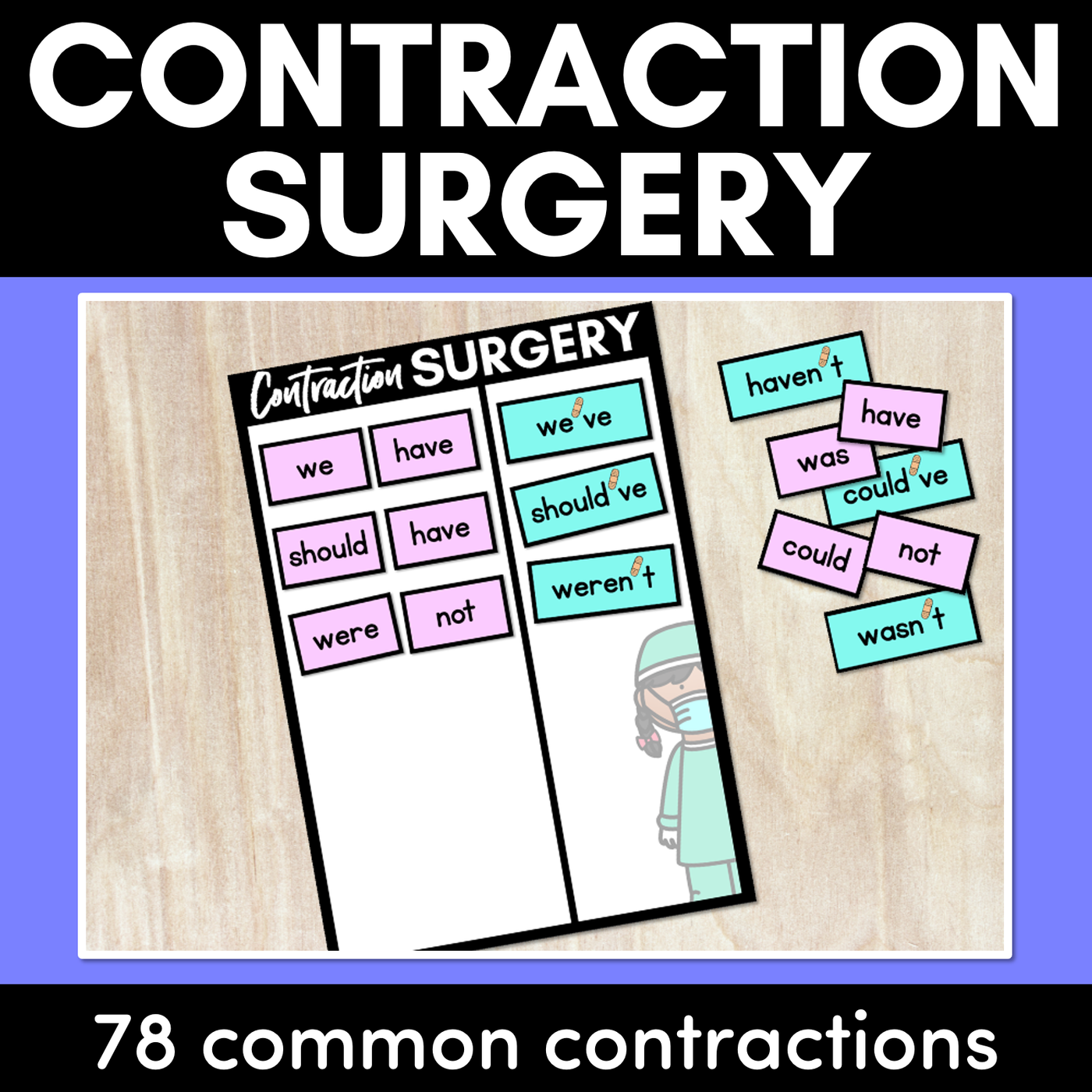 CONTRACTIONS SURGERY - bandaid apostrophes for contractions & common possessives