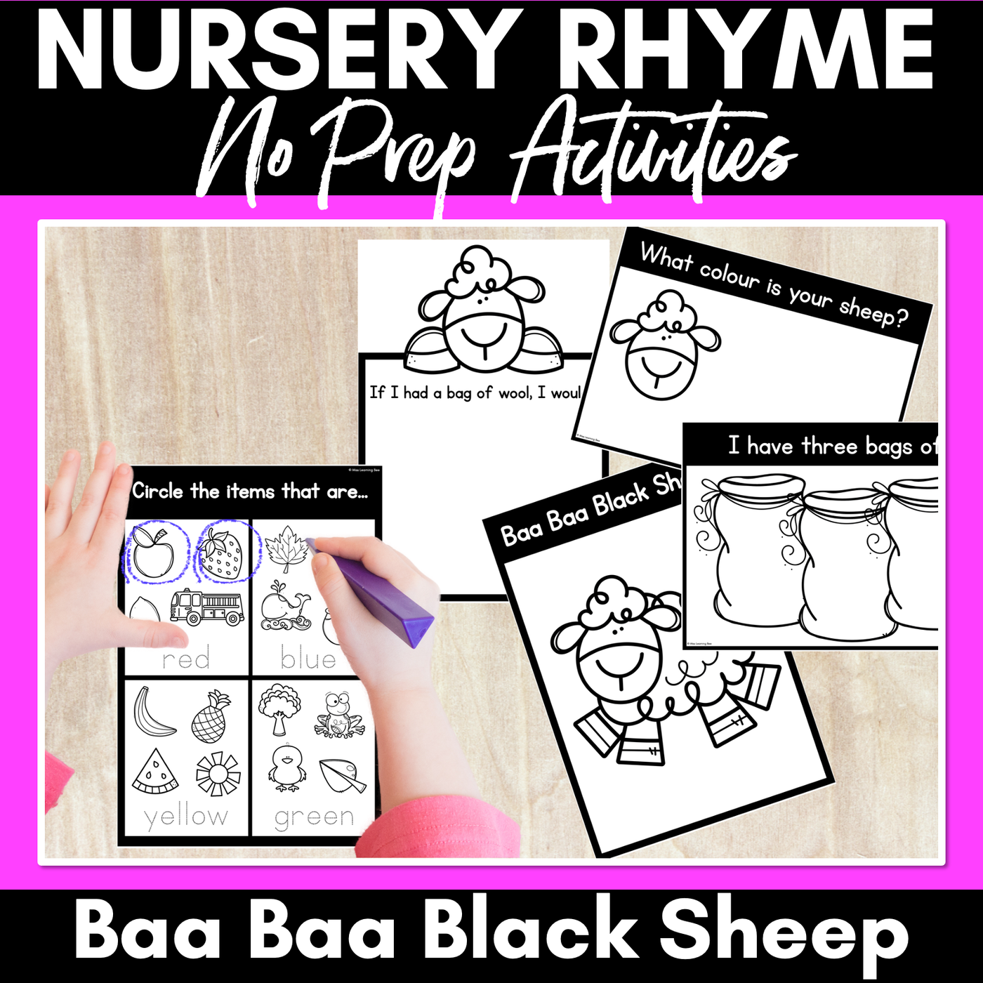 Baa Baa Black Sheep Nursery Rhyme Worksheets