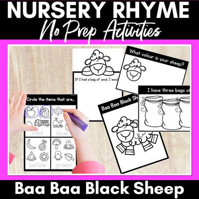 Baa Baa Black Sheep Nursery Rhyme Worksheets