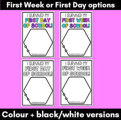 I SURVIVED MY FIRST DAY / WEEK Freebie Templates