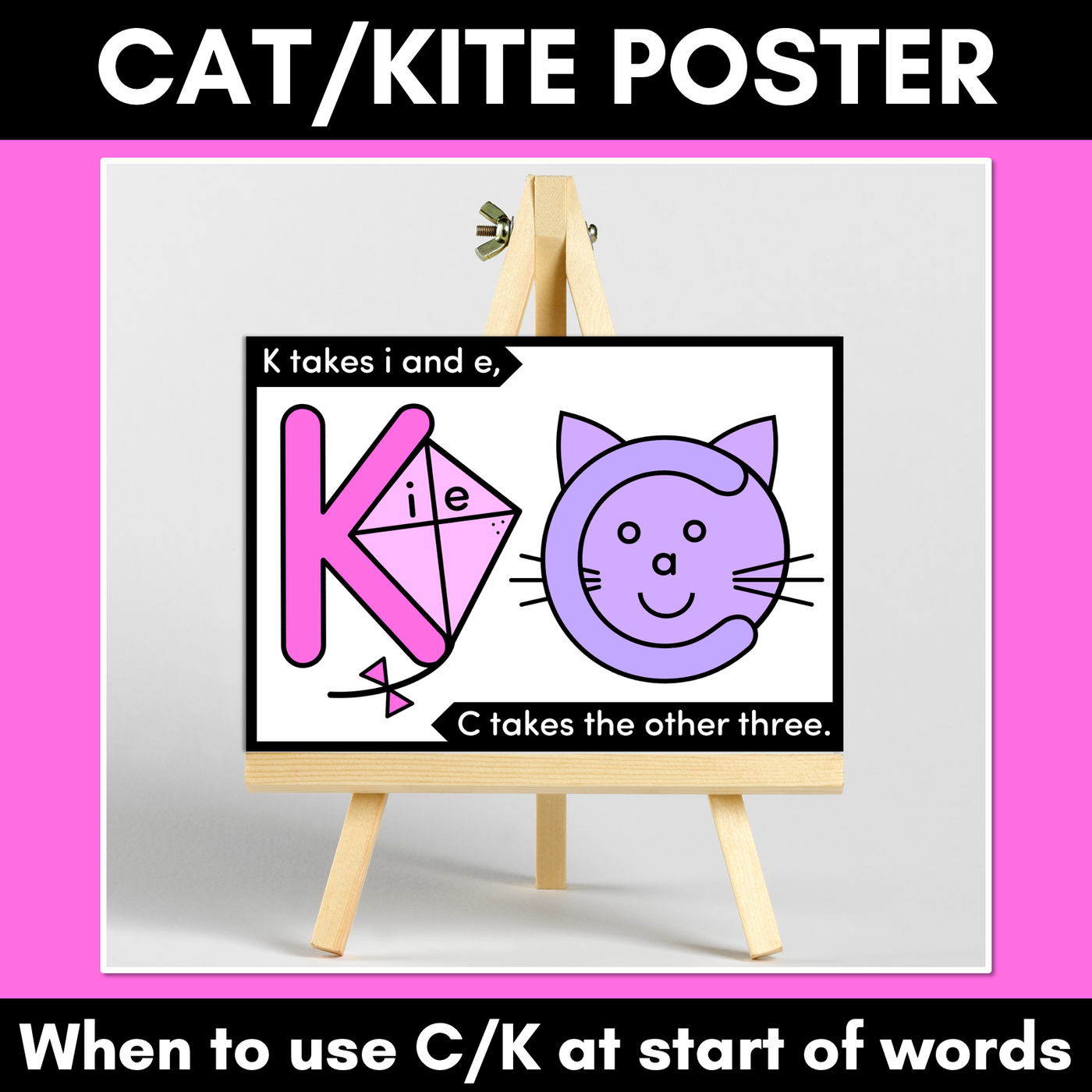 Cat or Kite POSTER - when to use C or K at the beginning of words