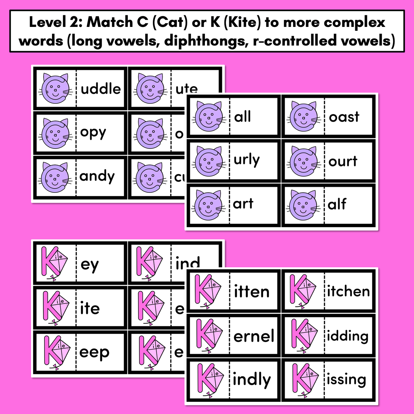 Cat or Kite Task Cards - when to use C or K at the beginning of words