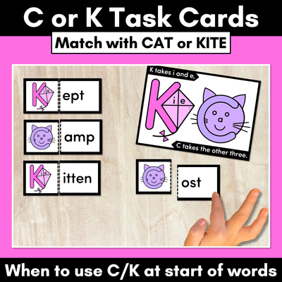 Cat or Kite Task Cards - when to use C or K at the beginning of words