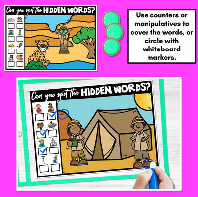 HIDDEN CVCC CCVC CCVCC WORD MATS - No Prep Phonics Game for Kindergarten